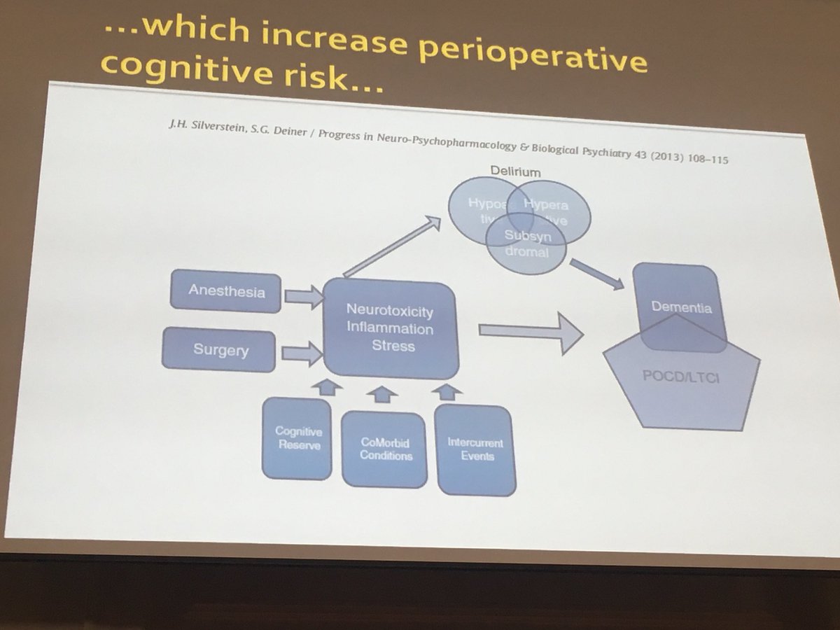 YoungGeris's tweet photo. Next up: post-op cognitive issues.
The insult of surgery and other factors can lead to an environment of neurotoxicity.
@GeriSoc @AgeAnaesthesia #academicgeris #pops #bgsconf #BGSAAA #AAABGS https://t.co/MaMCM5pbH5