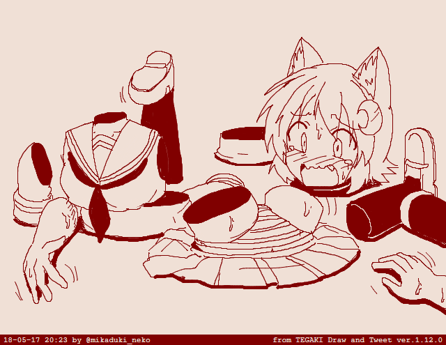バラバラの三日月ネコ #tegaki_dt