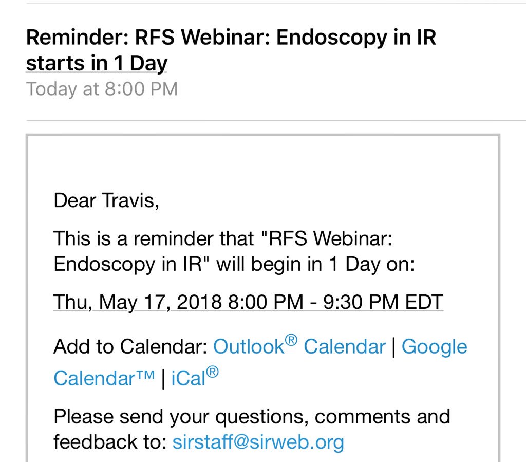 THealeyIRad's tweet photo. Don’t miss out. #IREndoscopy @SIRspecialists webinar is tonight! #IRad #IamIR #TwittIR #withoutascalpel #MIIP @IUIRad @IURadiology @MichiganVIR @JoshuaScantland @ndiab90 @LO_pinkbows @casinsab @MikeSchachtMD @BrooksDavisMD @medravi @CHICKVIR @IRadLab https://t.co/pOFOZd2Ste