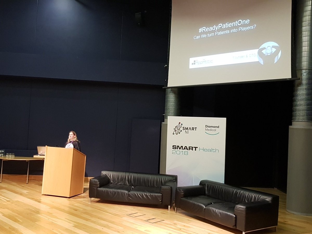 shanemuk's tweet photo. This will be fun - @deadlytoes on #ReadyPatientOne and gamification of health. Getting a bit North-Belfast heavy here at @SMARTNI_Online ... https://t.co/PGcGQyhcOm