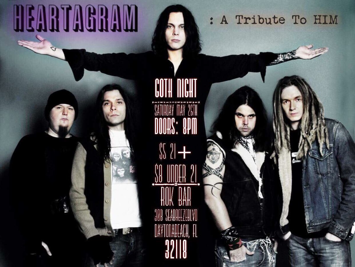 HimTributeUSA's tweet photo. @HimTributeUSA @TheHeartagram @Mixu666 @jannepuurtinen @FlatEarth_band #Heartagram #HIM #VilleValo #HeartagramAtributeToHIM #HimTributeUSA #Live #RokBar #Saturday26May2018 #8PM #DaytonaBeachFL #USA #BeReady2018 🇺🇸🖤🇫🇮 https://t.co/h8vSjyWYsk