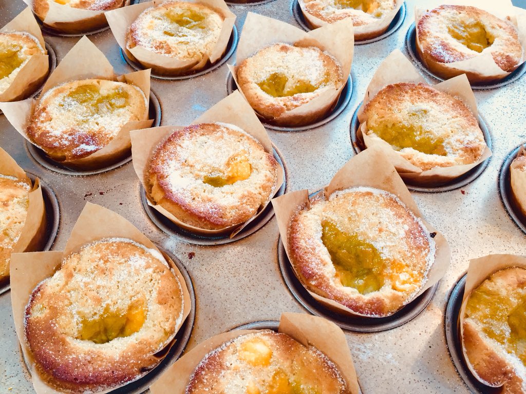 Latest addition to our #sourdough muffin family - homegrown rhubarb &amp; custard #localbaker #shrewsbury
