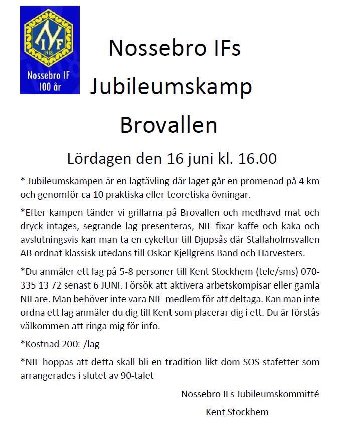NossebroIF's tweet photo. Skapa ett lag redan nu och ring Kent Stockhem 070-3351372! https://t.co/4tqyldUEIn