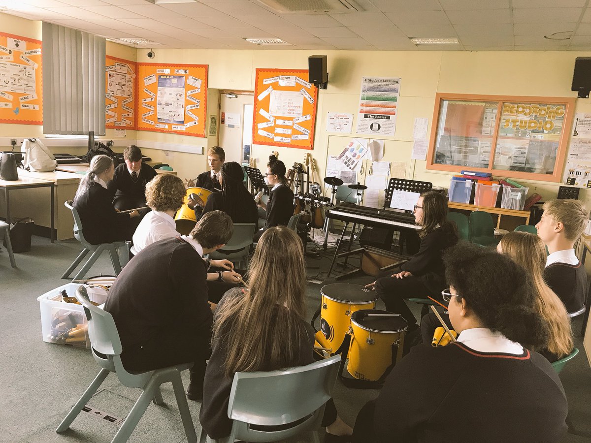 EccoMuso's tweet image. Today y10 were learning about polyrhythms and how they’re used in Samba. Each group had to compose a call and response and main groove. Top kids! @OfficialEcco #practicalmusicmaking #ocrmusic