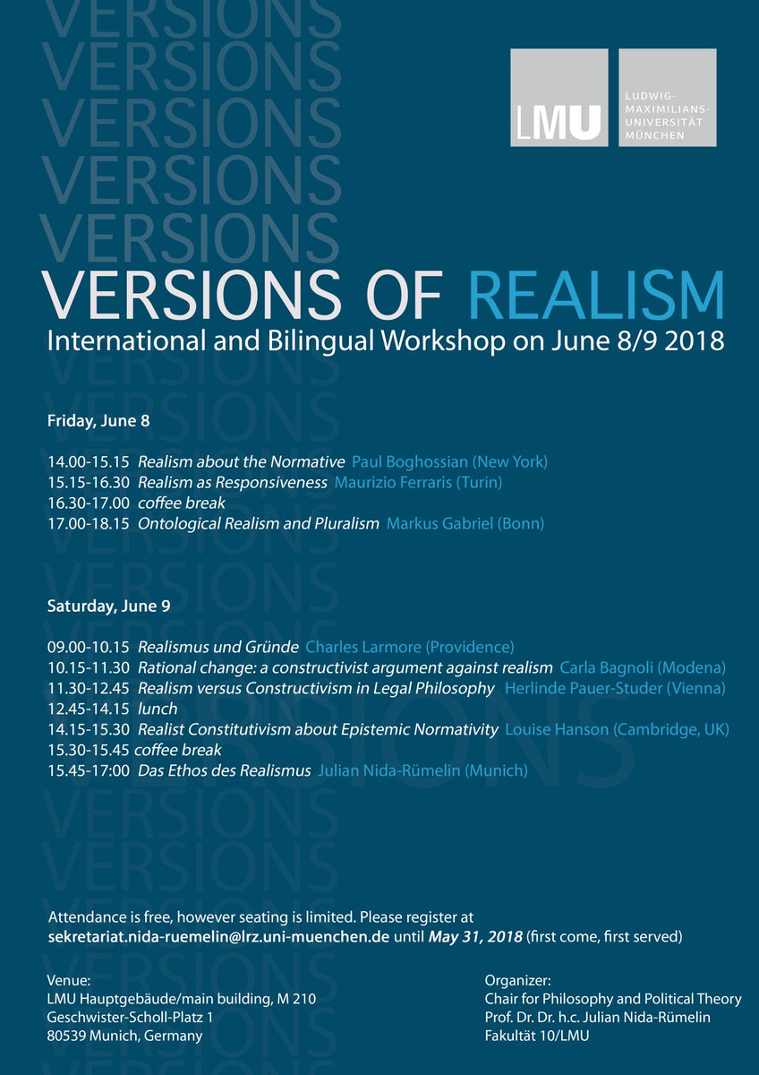 Versions of Realism-Tagung an der LMU München am 08./09.06.2018

Weiter Informationen unter:
bit.ly/2GrxKj1