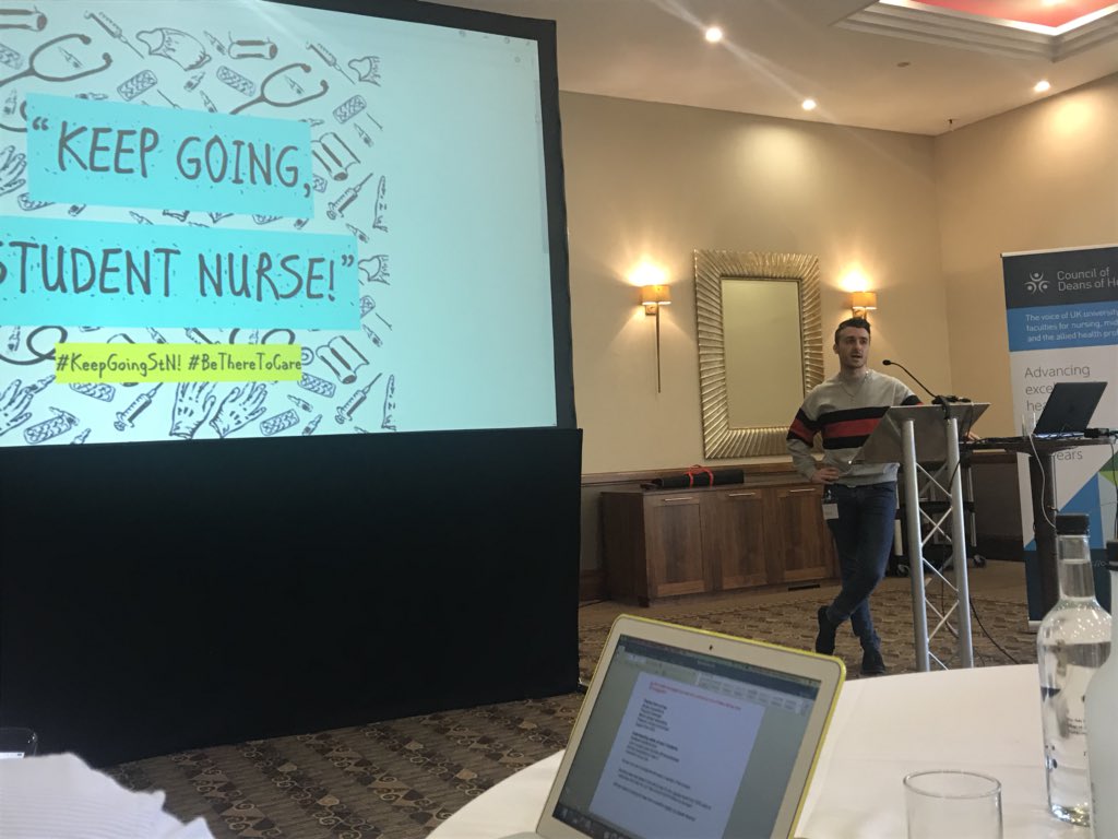 HannahS_RN's tweet photo. Great speech from @stn_gino about @KeepGoingStN and about how important peer support is in keeping students in their courses. #150leaders #council2018 #WeStNs #StudentNurse https://t.co/ssj4nx7YN1