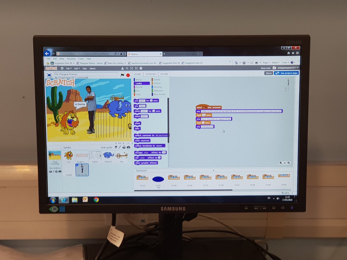 aford78's tweet image. Game making in full flow @MiniGameJam #Scratch #futuregamedevs #coding @StBrigidsPS @StAlbertsG41