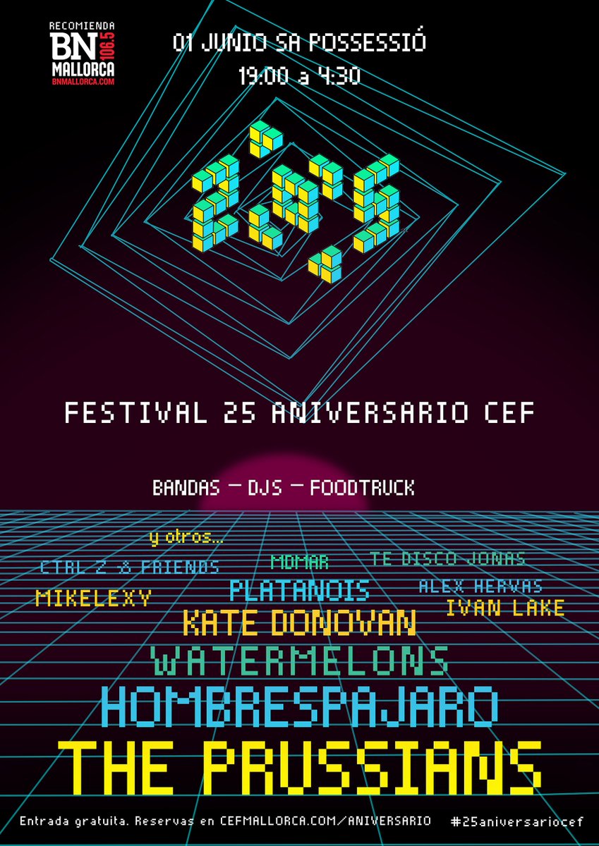 Porque cumplimos 25 años y ya son muchos!! Para todo el que quiera volver a vernos las caras o conocernos, lo celebraremos bailando!! ENTRADA GRATUITA (hasta completar aforo) previa reserva en: cefmallorca.com/aniversario