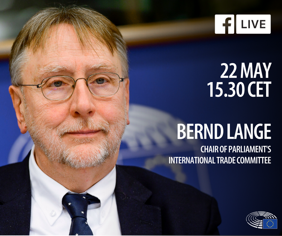 EP_Trade's tweet photo. Next Tuesday @EP_Trade Chair @berndlange will talk about EU-US trade relations, the protection of European jobs &amp; businesses, China, investment screening, new trade deals and ongoing negotiations in a Facebook Live interview. https://t.co/EZyb88mwXj