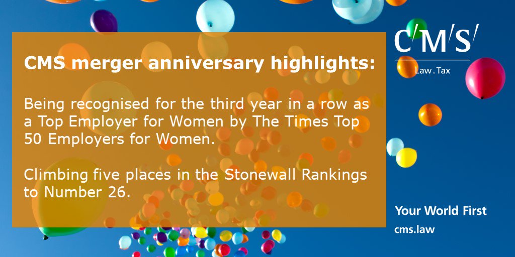CMSEarlyTalent's tweet photo. Today's #ThrowbackThursday is another mergerversary highlight - we are extremely proud to be recognised in those prestigious rankings. #womeninbusiness #diversity #timestop50 #womenemployers #stonewall https://t.co/QxAMCSLPNc