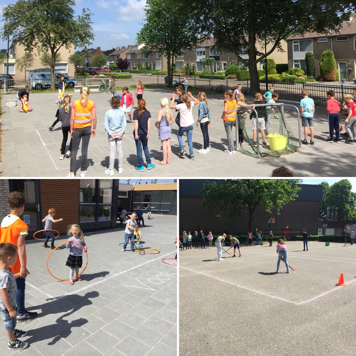 Het zonnetje schijnt en dus heerlijk buitenspelen met @BeweegWijs! Juniorcoaches uit groep 7 en 8 begeleiden spellen voor alle groepen, inclusief de kleuters!