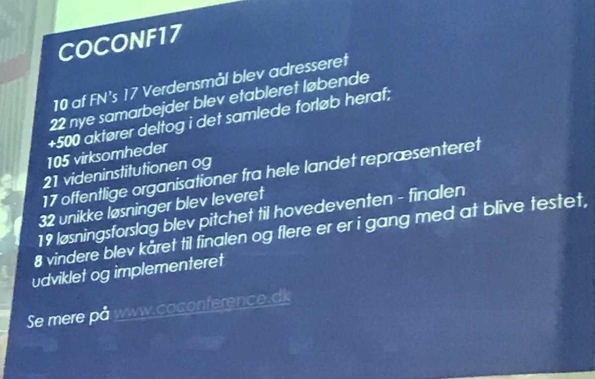 erhvervsforum's tweet photo. Imponerende tal fra sidste års #coconf forløb #coconf17 hvor udfordringer blev til virkelige løsninger #coconf18 #alletidersroskilde #dkgreen https://t.co/kXtLhQOpQm