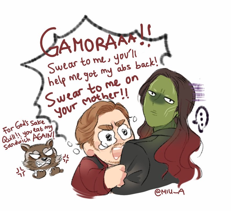 *thor and captain passing by* 
Quill : //holding his breath 