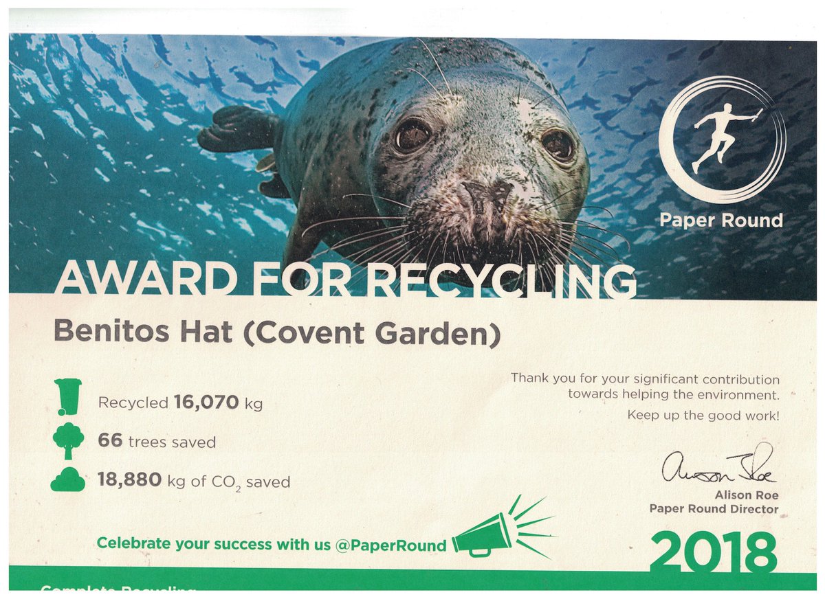 We're pretty proud of how much we care about the environment, so we're thrilled to receive this award for our recycling work at our Covent Garden restaurant!