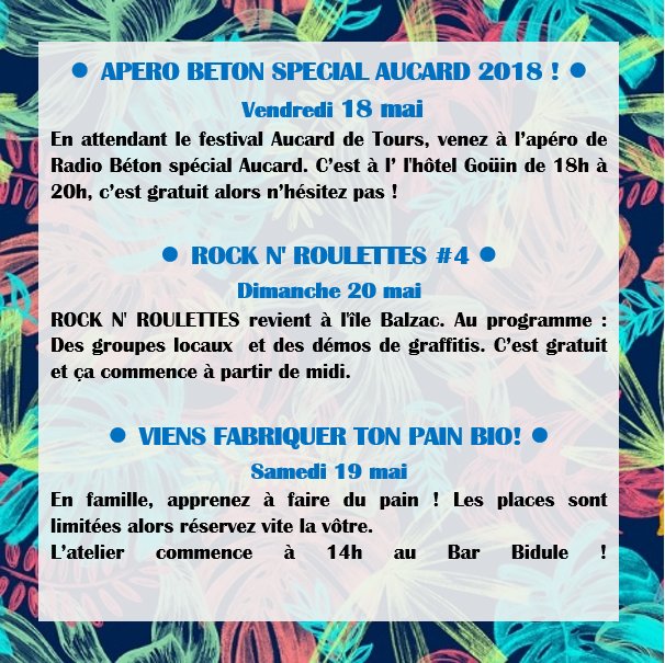 AssoVVhAT's tweet photo. Hello les Curieux ! Voilà nos idées sorties pour ce weekend 😎 #musique #graffiti #cuisinebio un joli programme en perspective https://t.co/kBKn9FZs8T