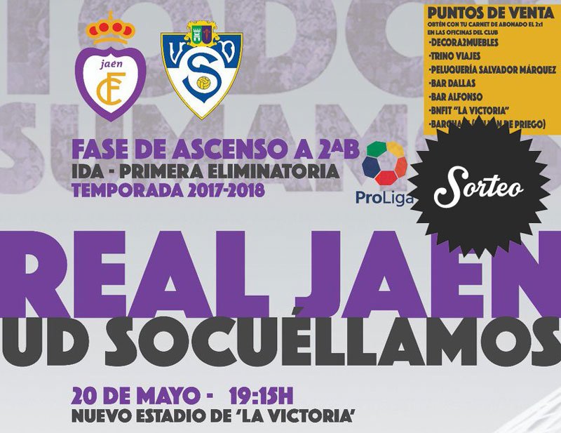 eldeportedejaen's tweet photo. SORTEO. RT para conseguir 2 entradas de Tribuna del @RealJaenCF- UD Socuéllamos (@YugoUDS). El sábado diremos el ganador. Aquí lo explicamos: https://t.co/O7nn6QeeXY https://t.co/ysGiudOsdq