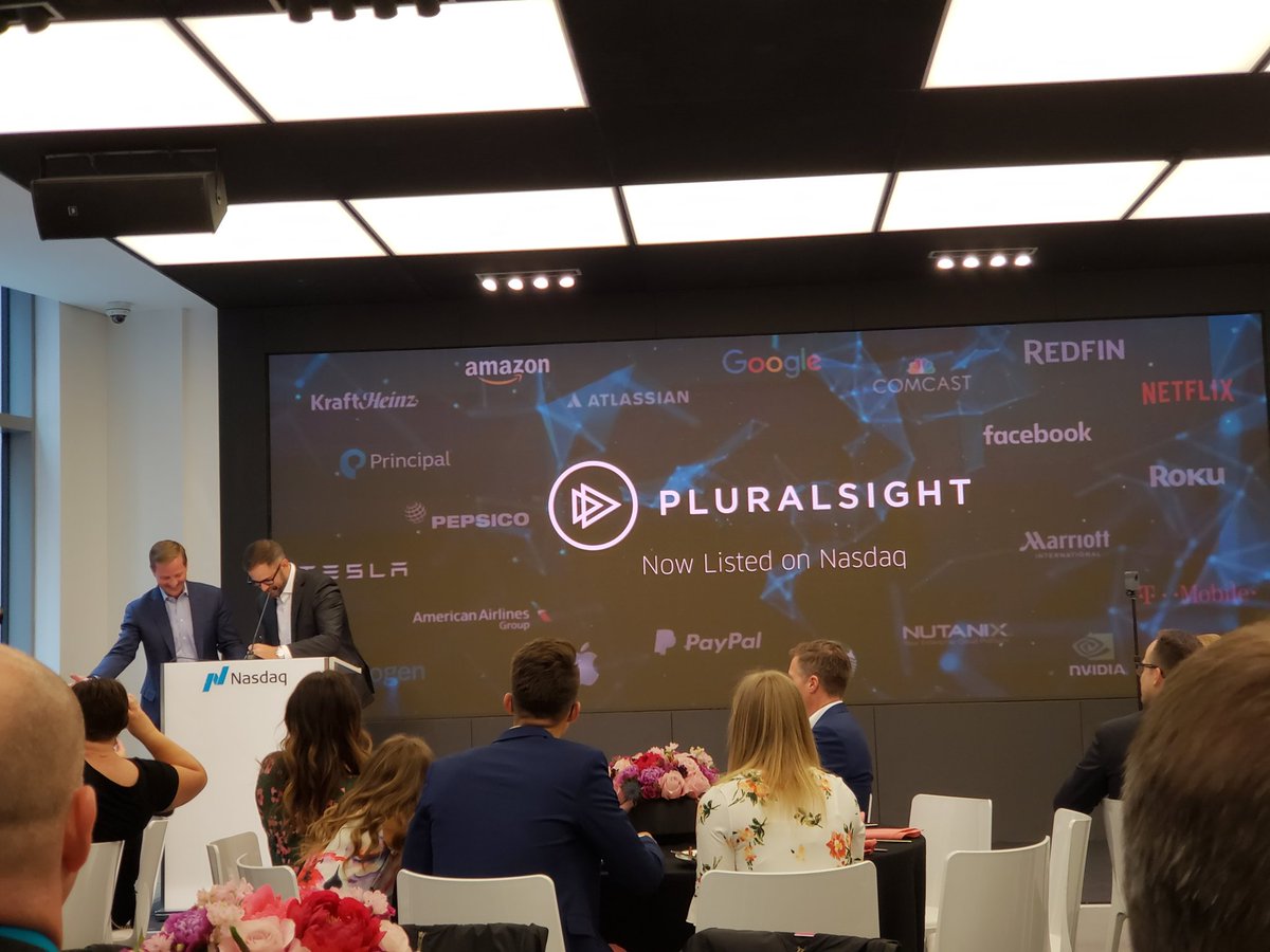 ShawnWildermuth's tweet image. Fun day at @Nasdaq with @pluralsight #PluralsightIPO