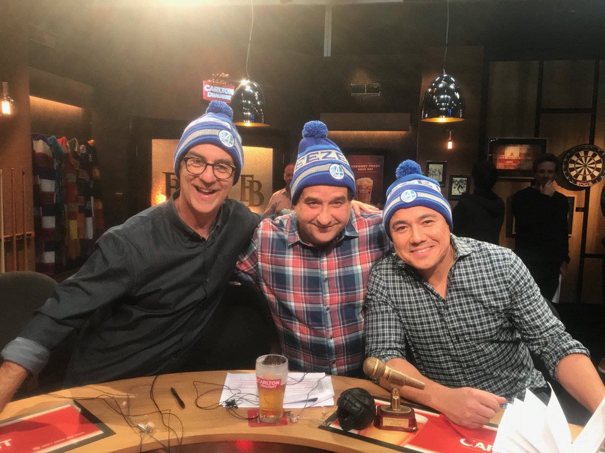 What a great team the <a href="/thefrontbar7/">The Front Bar - Wednesdays 8:30pm AEST 🏆</a> lads are - <a href="/AndyMaherDFA/">Andy Maher</a> <a href="/MrSamPang/">Sam Pang</a> <a href="/mickmolloy/">Mick Molloy</a> - thanks for helping  &amp; wearing #BigFreeze4 beanies on tonight's show <a href="/Channel7/">Channel 7</a>