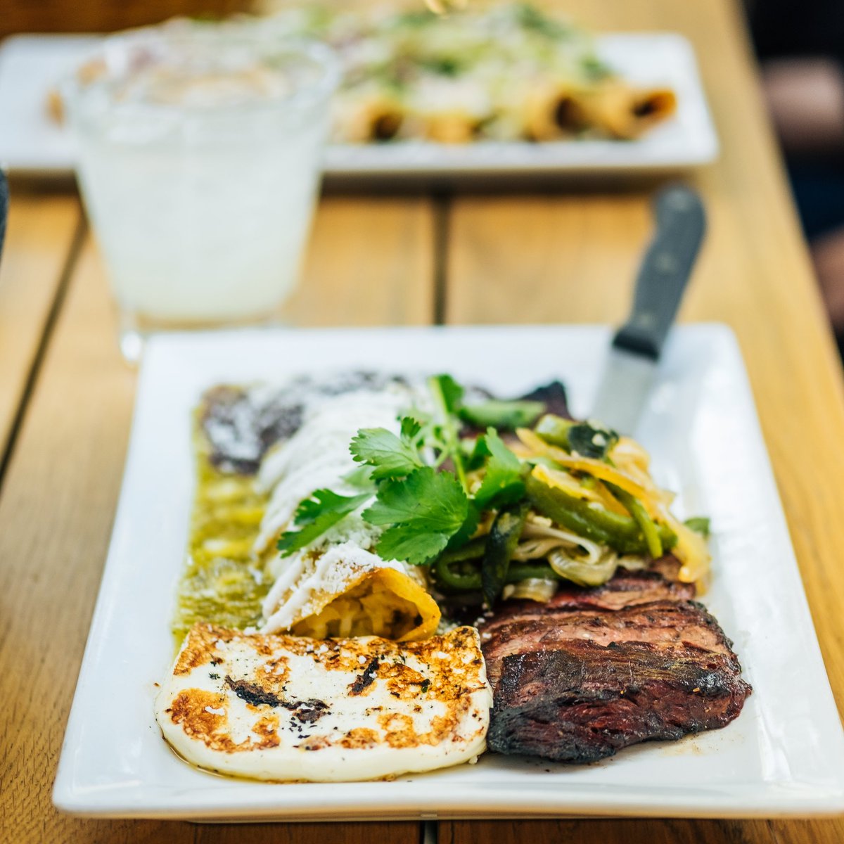 What'll it be tonight - the trusty usual or something new &amp; exciting?
.
🍴: CARNE ASADA A LA TAMPIQUENA
Grilled skirt steak, roasted poblano chile &amp; onions, grilled panela cheese, refried black beans, smashed potato enchilada, tomatillo sauce
.
#CentroCocina #Paragarys #PRGFoodie