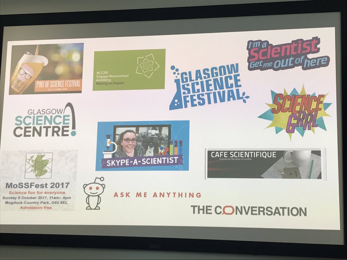MVLS_NERD's tweet photo. Claire Donald highlighting various  ways to get involved in Public Engagement in @UofGMVLS #NERDevent https://t.co/LF8blPfRux