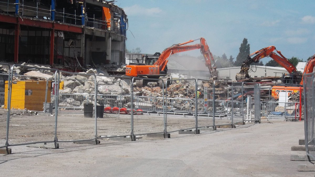 AFCWimbledon's tweet photo. Here are the latest pictures of demolition work taking place at Plough Lane, which will pave the way for a new #AFCW stadium. We're all excited about this! https://t.co/eFFj8fkiwn https://t.co/2iYLUyrTr0