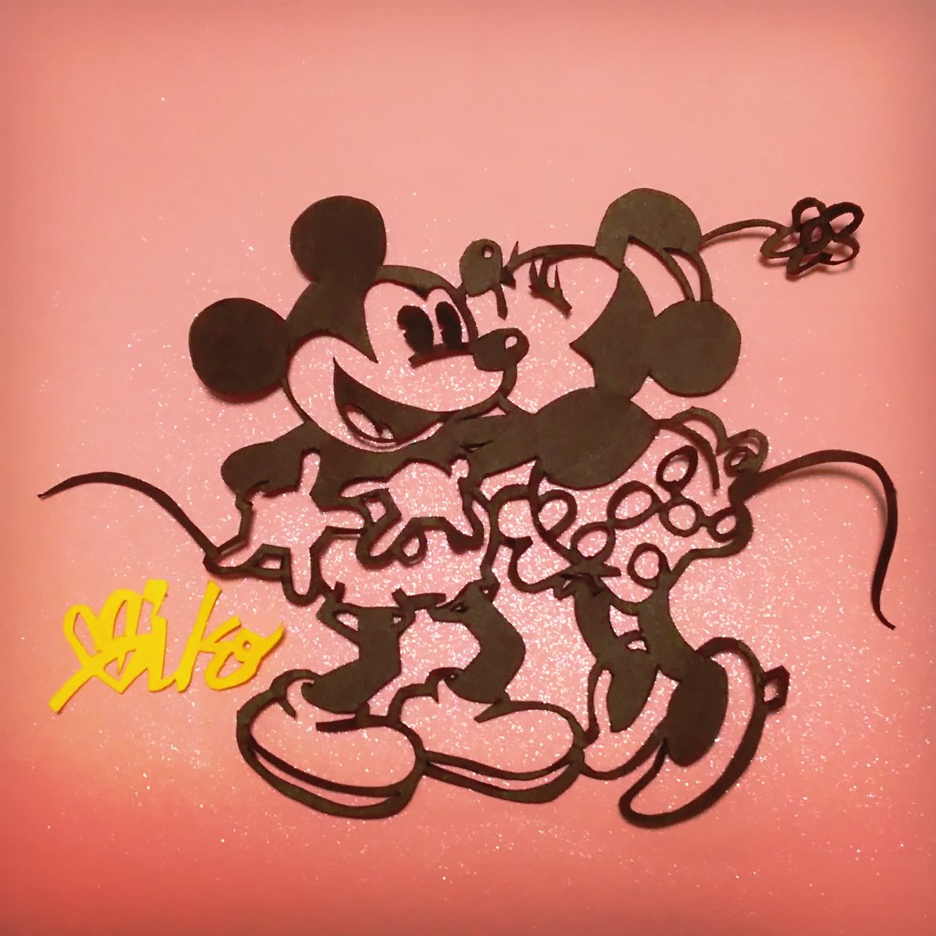 山本美紀子 切り絵 ミッキー ミニー 切り絵 ミッキーマウス ミニーマウス ミッキー ミニー プレゼント用