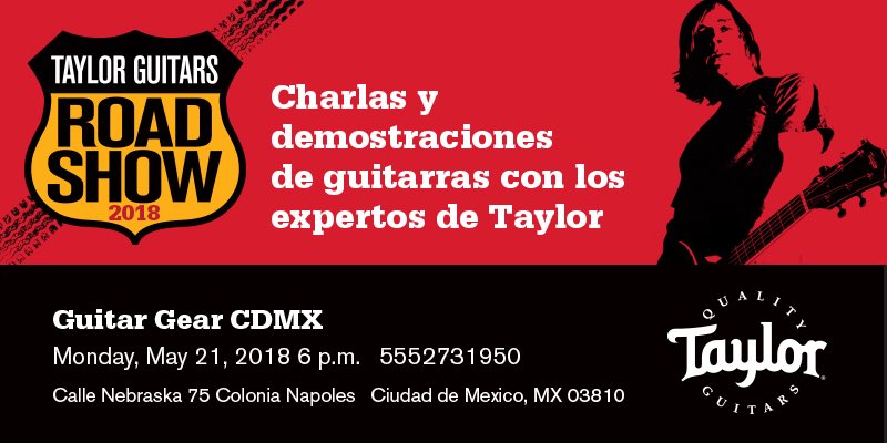 ¿Fan de las grandes Guitarras? Separa este próximo Lunes 21 de Mayo a las 6pm porque tendremos el Taylor Roadshow 🎸 Los esperamos!!! #TaylorGuitars #TaylorRoadShow