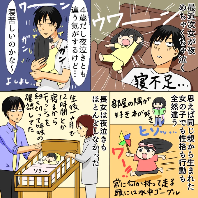 【ブログ更新】最近次女が夜中に大泣きしながら起きるんです。もう4歳ですし、夜泣きとは違うような気もする…どうやら夜驚症(やきょうしょう)というらしい。この夜驚症についてコメントも沢山いただいたのでブログに書きました。同じく悩んでいる方の参考になれば幸いです!
https://t.co/501h5477X9 