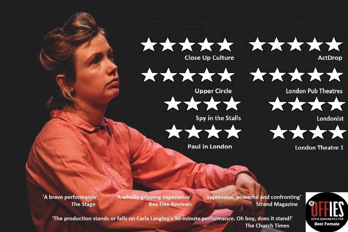 GraciePlay1's tweet photo. Final round-up of all the reviews Gracie has received @finborough

Thank you everyone for the hugely positive response.

#newwriting #womenintheatre #feminism #faith #onewomanshow https://t.co/BUGCJIqxlO