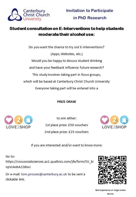 It's starting! My study is now recruiting participants. This study is open to current university student at <a href="/CanterburyCCUni/">Canterbury Christ Church University</a> <a href="/CCSUPsySoc/">CCSU PsySoc</a> @CCCUStudents. Just follow the link, answer the survey and I will be in contact! bit.ly/2L8ojbT