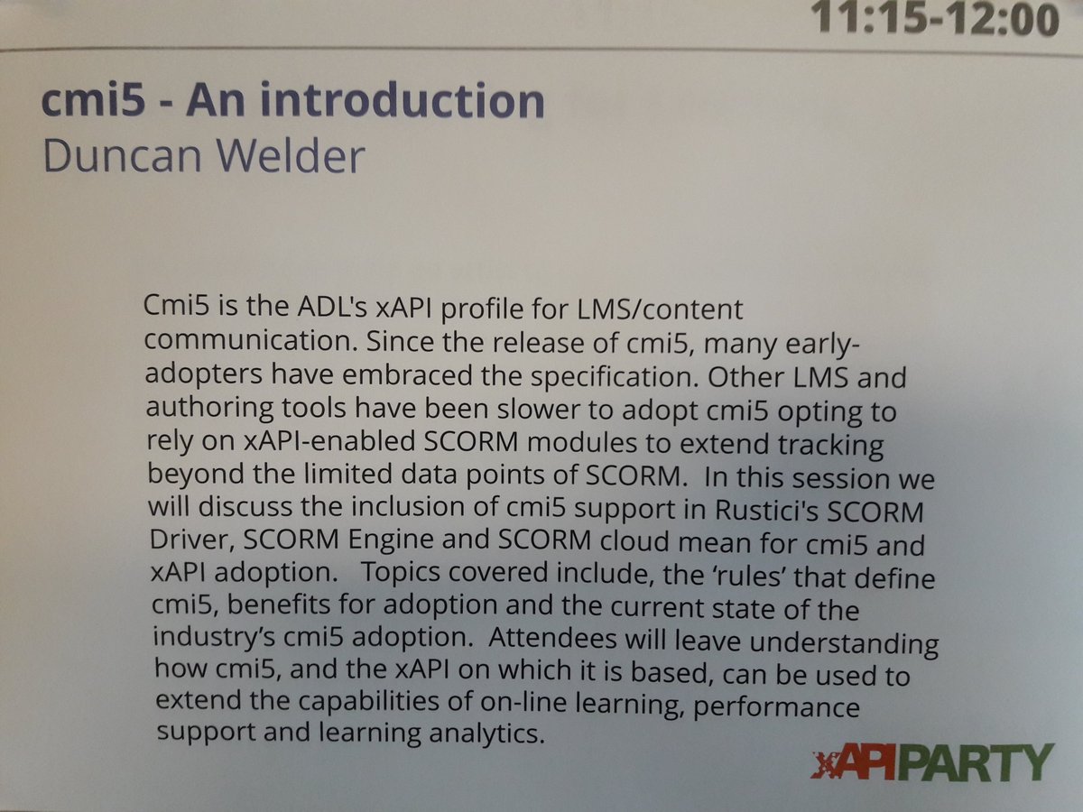 DuncanWIV's tweet image. Join me at the @tlearning #xapiparty to discuss #cmi5