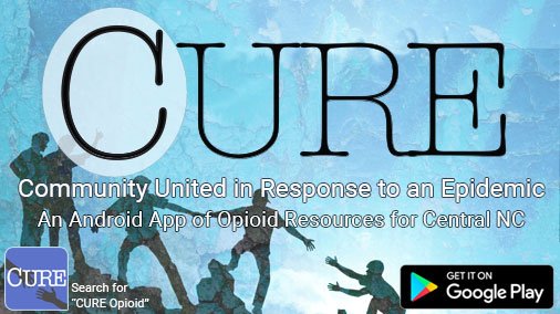 CUREpidemic's tweet photo. Find opioid resources quickly with the free Android app for central NC with links for the community, health providers & first responders. Search "CURE opioid". A mobile website is available at https://t.co/uP6yIbLZo7 #OpioidHope #NCopioidHelp #OpioidRecovery #ncahec #gahec https://t.co/UPPi4lL6Ac