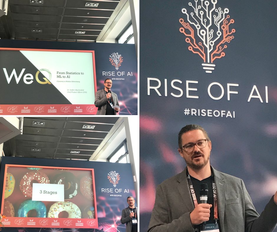 WeQ_Global's tweet photo. Today our CPO Dr. Steffen Wachenfeld attended the @Riseof_AI in Berlin. In his talk "From Statistics to ML to #AI" he discussed how #performancemarketing has evolved & how AI will shape #useracquisition in the future: https://t.co/ZCAOUCDRXV.
#WeQEvents https://t.co/pyhFYHaobj