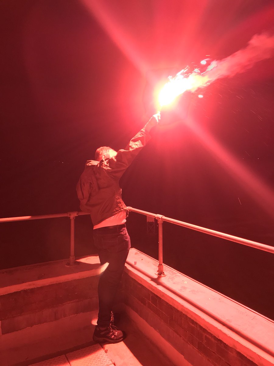 OfficialRosie11's tweet photo. My dad lighting the flare at 0235hrs to signal the time C Charlie bomber was shot down. @RAF_Cosford #dambusters #dambustersmiles #Dambusters75 https://t.co/CqVfNZmZBJ