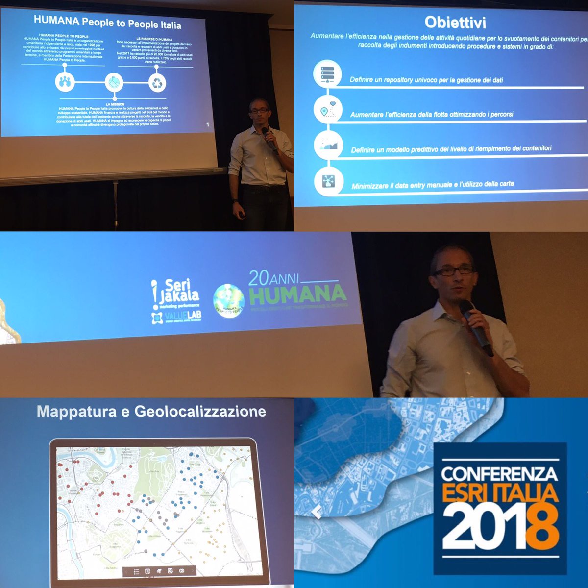 Esriitalia's tweet photo. Sala Efeso, Relatore Stefano Milanesi @SteAchille presenta l'organizzazione umanitaria indipendente e Laica HUMANA People to People Italia @humanaitalia progetto: HUMANA Dynamic Planning. Grazie ai Esri i loro obiettivi sono più raggiungibili. #thescienceofwhere #conesri2018 https://t.co/pb8a9XNRAk