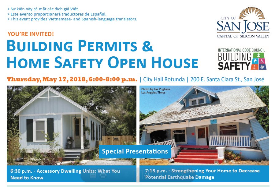 KrisNBC's tweet photo. Have building and permit questions? Talk with @buildingsanjose inspectors tonight.The @CityofSanJose will also present proposed changes to #GrannyUnit zoning that could make it easier for homeowners who want one. @sanjose https://t.co/umb63ThUze