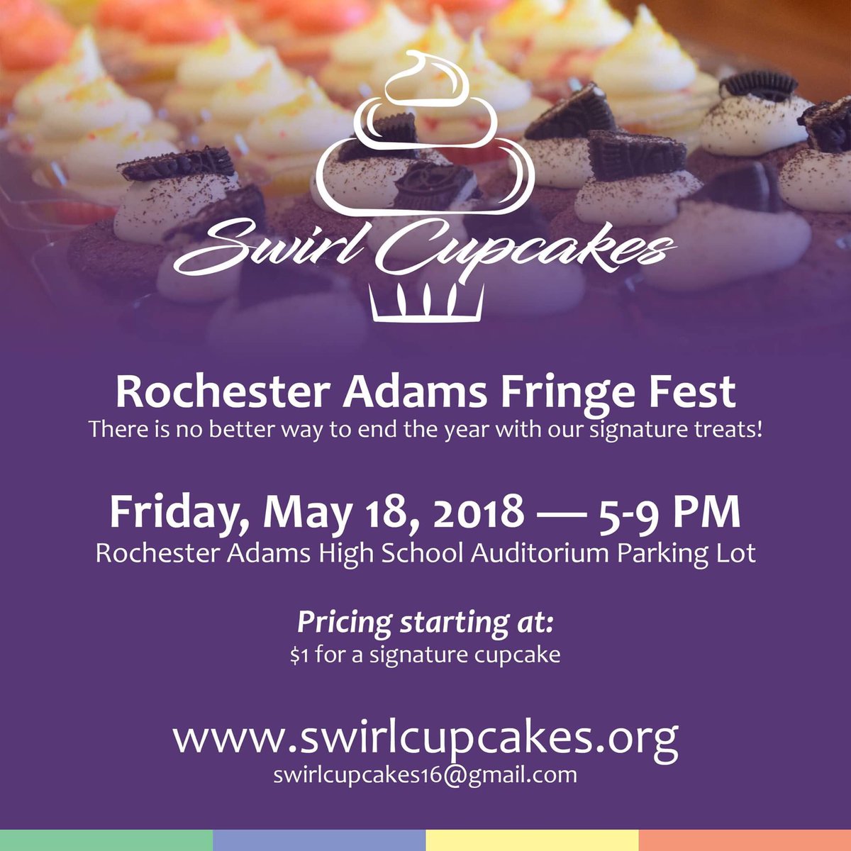 swirlcupcakes16's tweet photo. We will be selling cupcakes at Troy Athens AND Rochester Adams tomorrow (Friday). 100% of our proceeds go to the Open Hands Food Pantry. https://t.co/0sXIL1p1dZ
