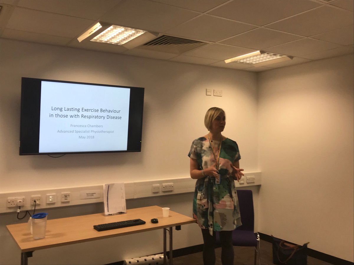barbara_tait's tweet photo. Fran Chambers presenting Long lasting exercise behaviour in those with respiratory disease. Pulmonary rehab only proven treatment #TherapyConference @NewcastleHosps https://t.co/p6EmticZ0s