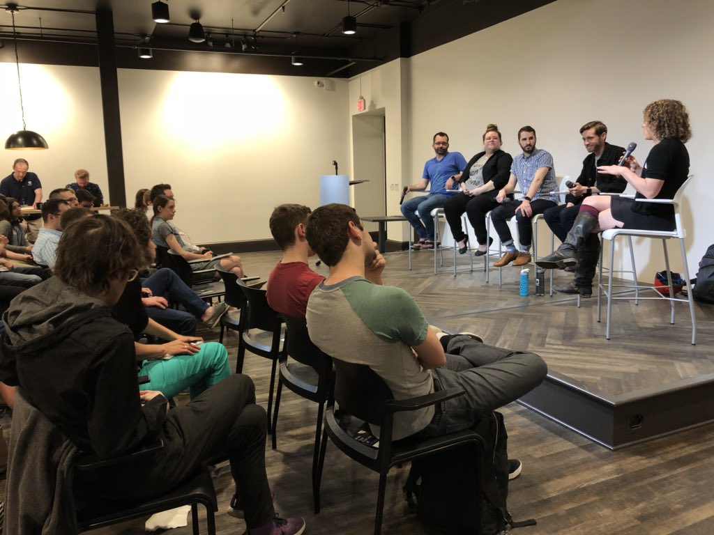 GrandCircusCo's tweet photo. “Refine and evolve your process,” Brandon suggests. Teams change, projects change, learn how they all come together and implement new insights each time. #GRMI https://t.co/QgoIVeLBCT