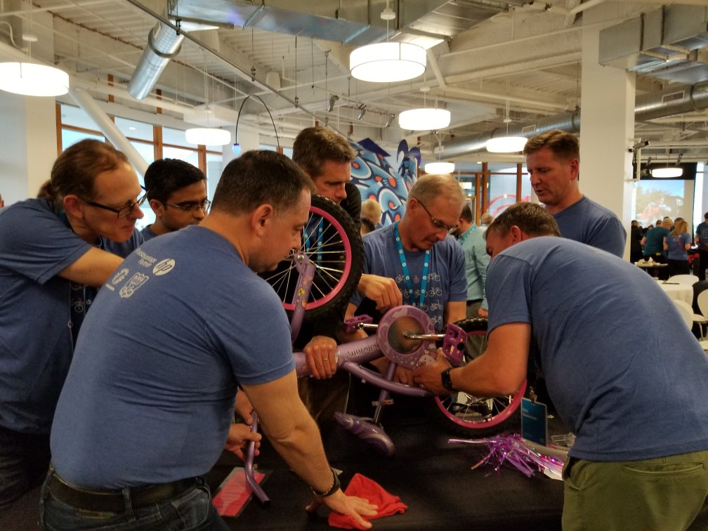 rfIDEAS's tweet photo. Truly partnering with our friends @HP as we build childrens' bicycles for @loveBBP 
#Givingback #Community #Charity https://t.co/guQYltRMxw