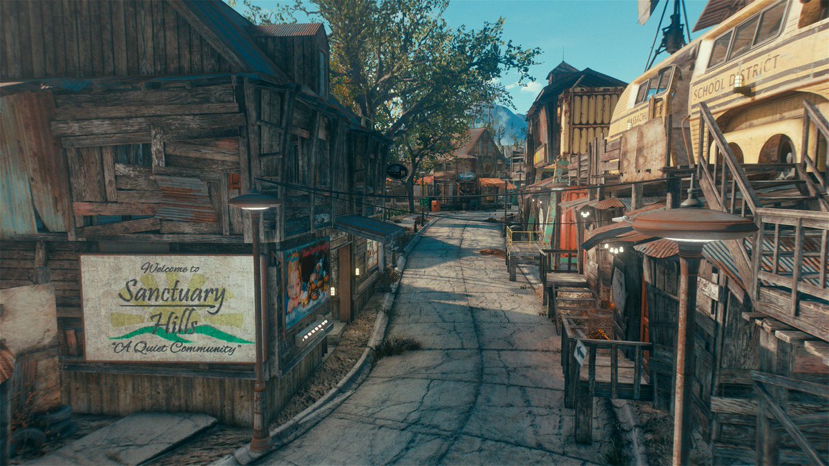 ピピ Fo4 サンクチュアリヒルズの道をキレイにするmod入れたけど いいぞこれは Fallout4 ピピの建築