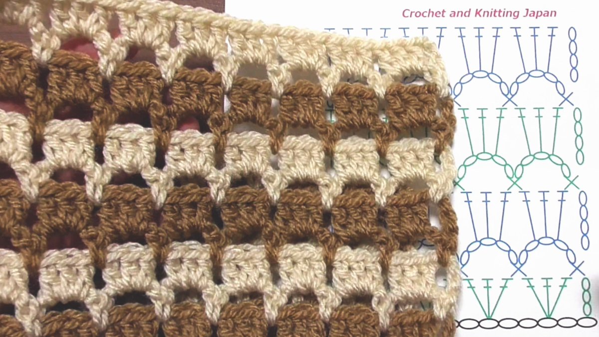 Crochet And Knittingクロッシェジャパン Sur Twitter 模様編みa 52 かぎ針編み 編み図 字幕解説 Crochetpattern Crochet And Knitting Japan T Co Dtjzzdno5a ２色の糸で編む簡単な模様編みです 鎖編み 細編み 長編み で編みます 編み図