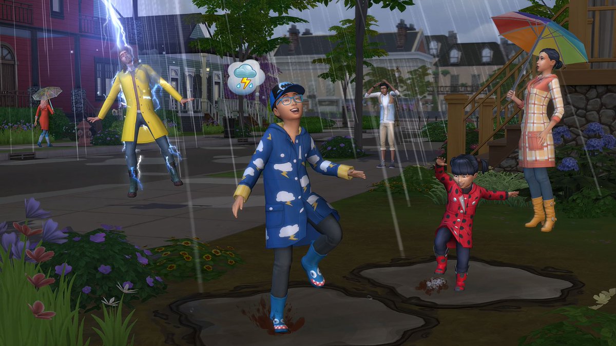 thesimswiki's tweet photo. "Oh! How I love thunderstorms and dad getting hit by lightning!" #TheSims4Seasons https://t.co/cz9Ez1CILx