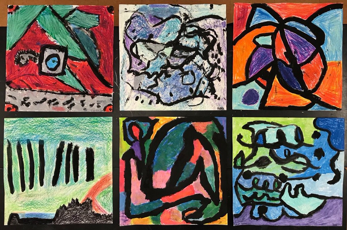DawnEaton_Art's tweet photo. LOVE these abstract pieces by 3rd grade! โค๏ธ #self_expression #Kandinsky #inspiredbymusic #listeningtoVivaldi #arteducation #elementaryart #Winfield34 https://t.co/nz3380LfYQ