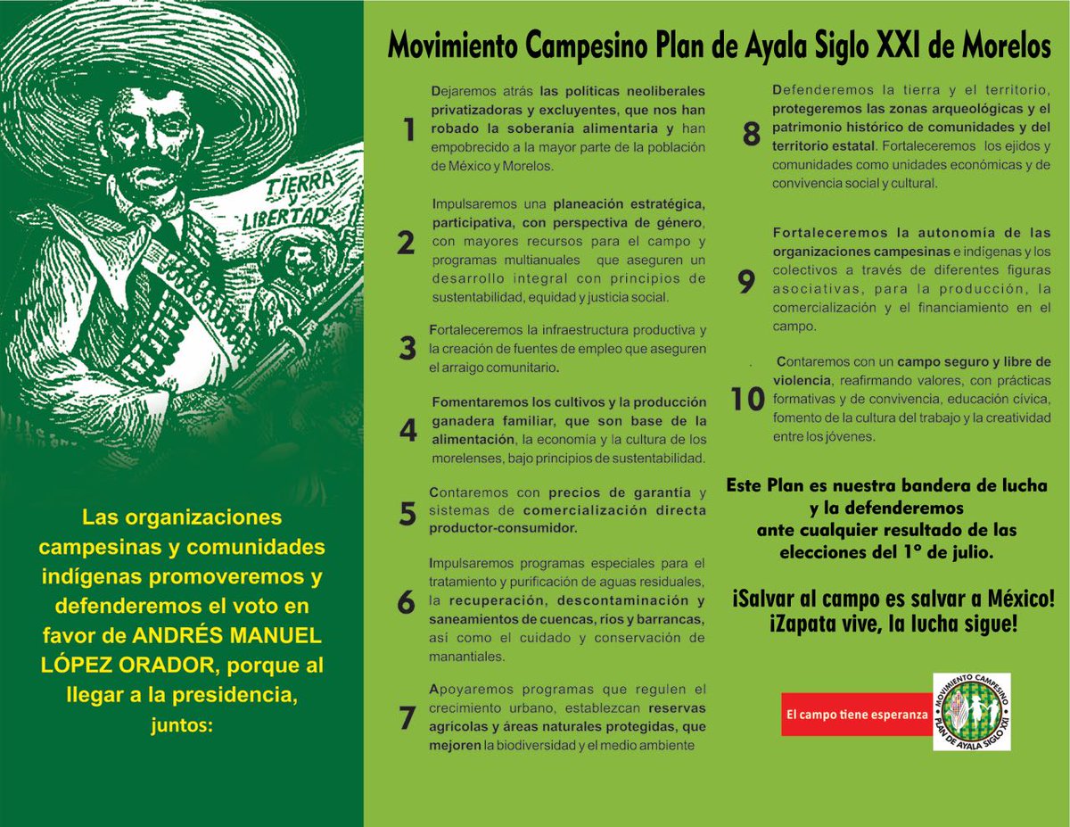 PlanMorelos's tweet photo. Plan de Ayala Siglo XXI Morelos https://t.co/Q10bI2ruyg