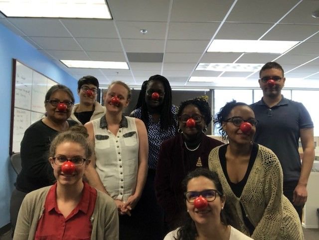LATN_News's tweet photo. Here we are! The #latn team is in full support of #endchildpoverty ! #rednoseday https://t.co/GBC5iHmuGO