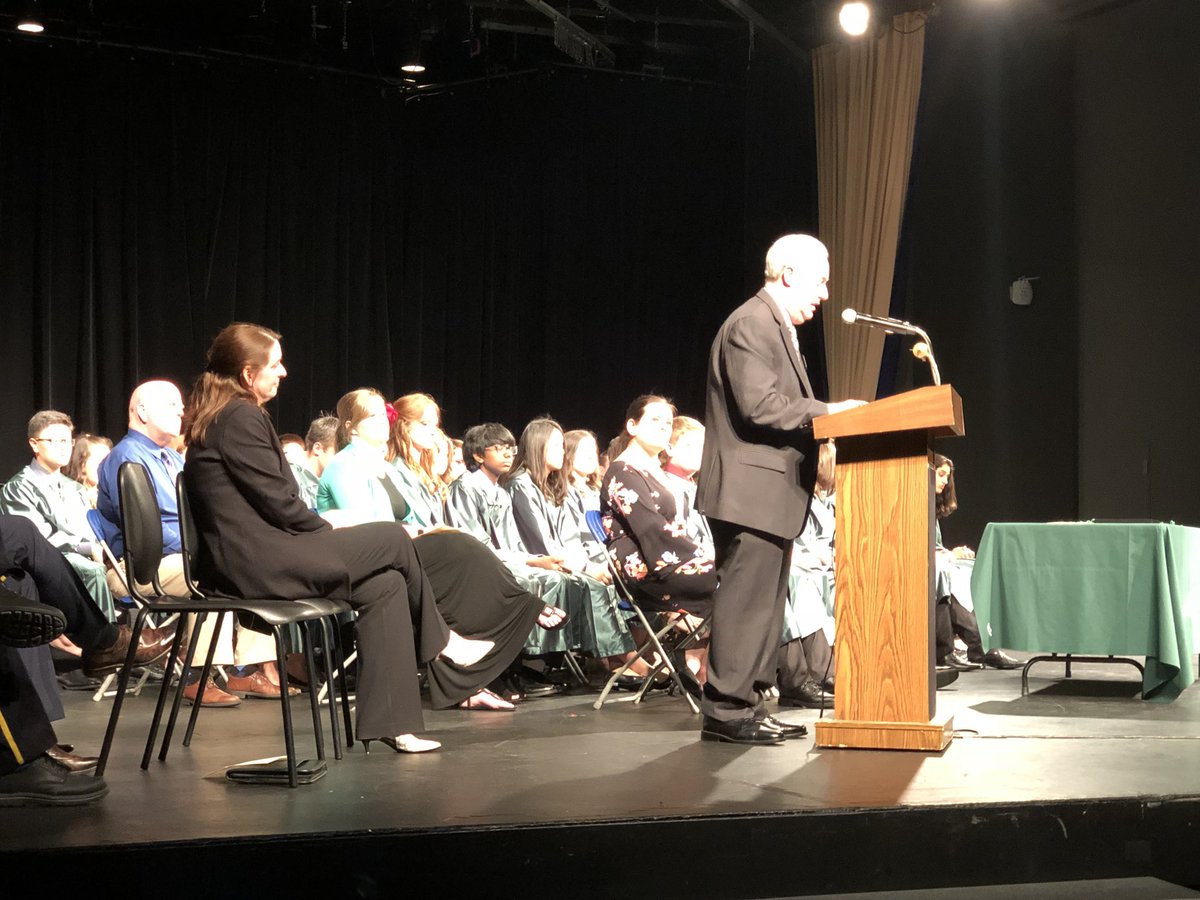 D54schools's tweet photo. At the @LPPrairieDogs graduation @kappy4567 tells the students to applaud their parents and highlights the schoolโs accomplishments this year. #54graduates https://t.co/Z7mMQ1ccyr
