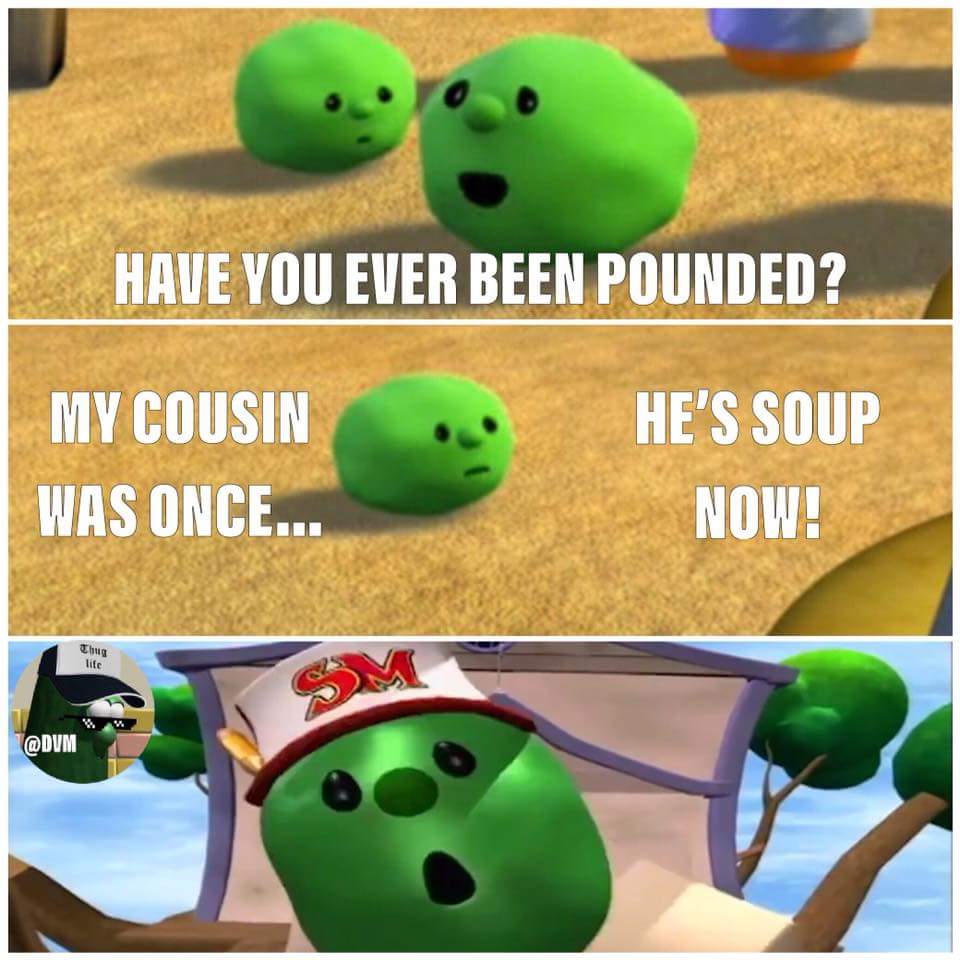 DankVeggieMemes's tweet photo. I though that pea looked awfully familiar #FamilyResemblance #PeaSoup #InThePot https://t.co/2HrbpUyMtU