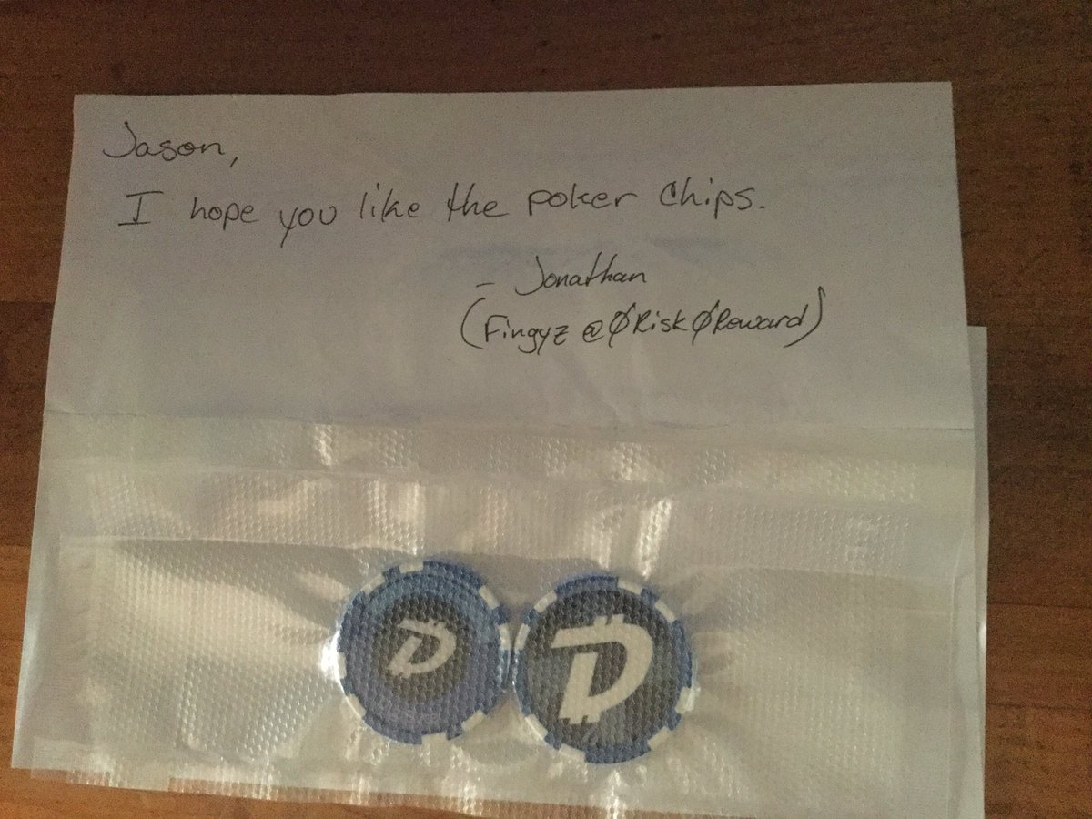 NotUsingTwit's tweet image. #DGB Poker chips from @0Risk0Reward arrived!  Thanks buddy, I’m All In with #Digibyte !!