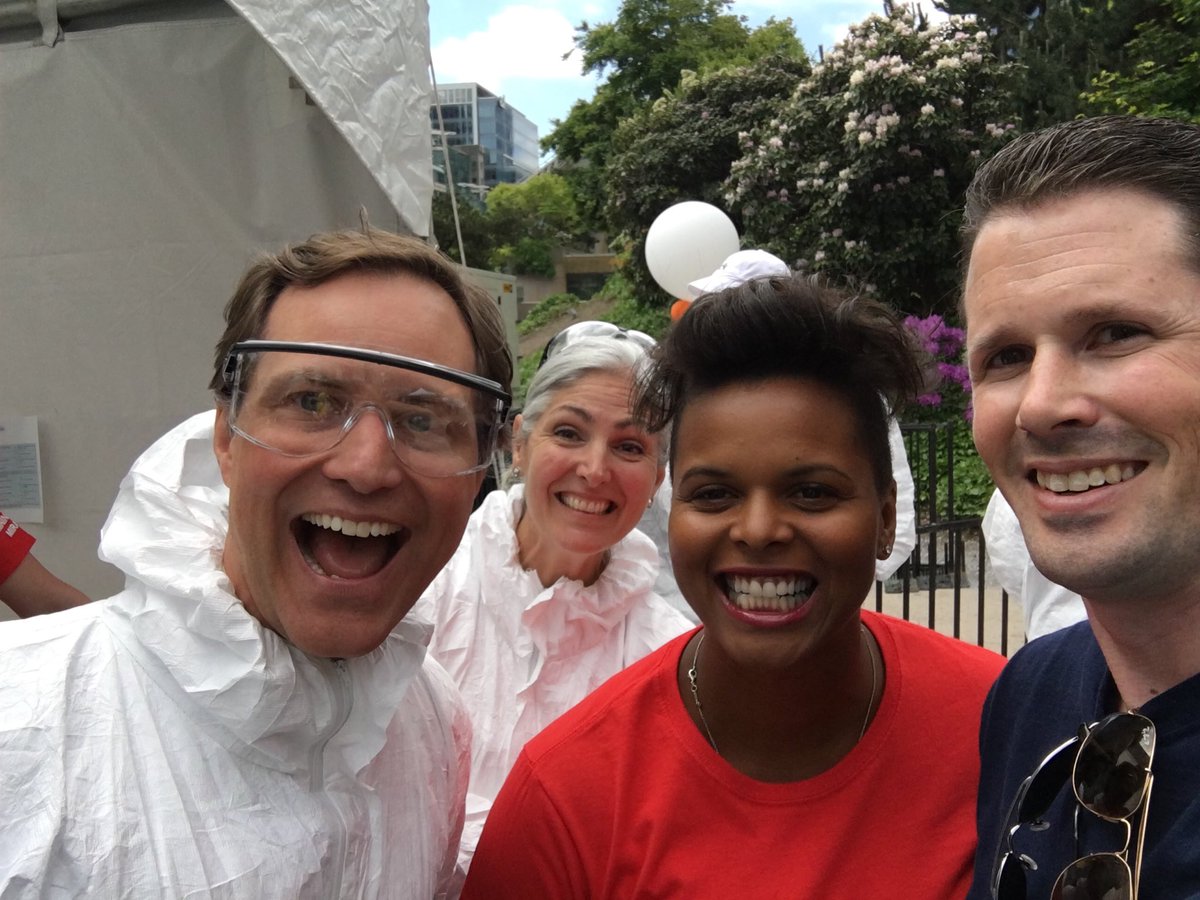 chadpederson's tweet image. The pies are about to fly at the #MiningforMiracles Pie Throw in support of @BCCHF. Looking good @Bryan_MABC @eaemaft @karinaleblanc!